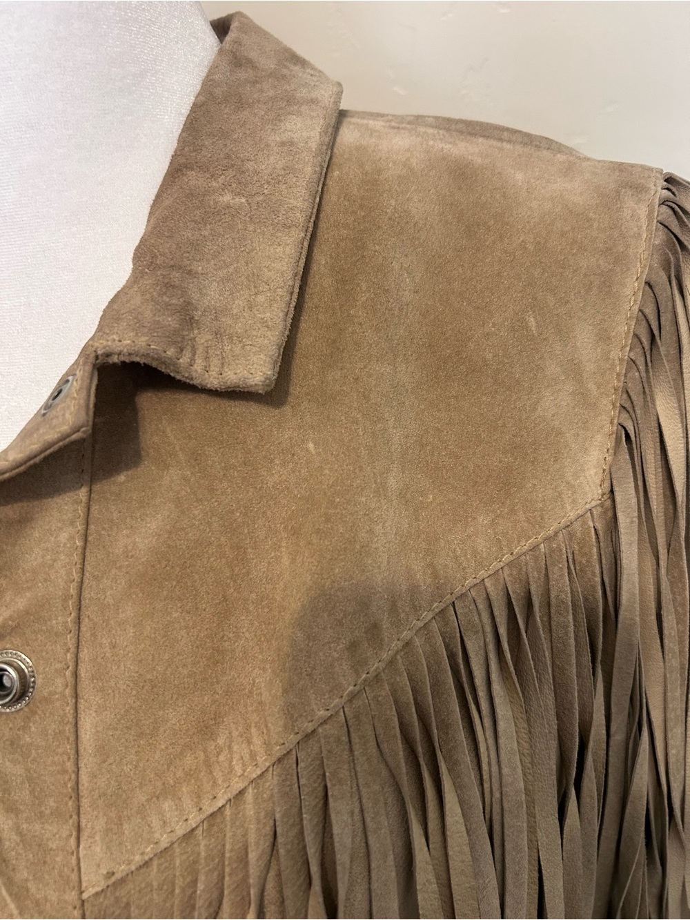 L’Americaine Los Angeles Vintage Tan Pig Suede Leather Fringe Western Jacket - Picture 3 of 14